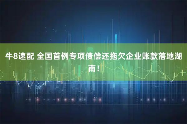 牛8速配 全国首例专项债偿还拖欠企业账款落地湖南！