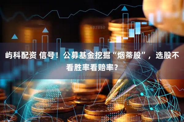 屿科配资 信号！公募基金挖掘“烟蒂股”，选股不看胜率看赔率？
