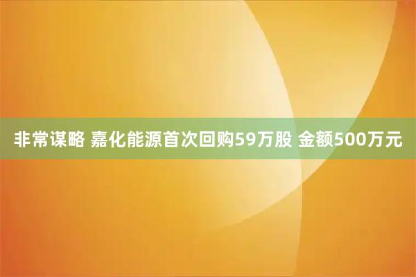 非常谋略 嘉化能源首次回购59万股 金额500万元